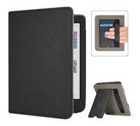 Caweet Case for Kobo Clara Colour/BW 6 inch 2024 Release, Premium PU Leather Foldable Stand Protective Sleeve Cover with Card Slot and Hand Strap, Black