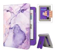 Caweet Étui pour Tolino Shine Color/Shine 5(2024)/Shine 4(2022) et Kobo Clara Colour/BW/2E, Couverture à Support Pliable avec Fente pour Carte, Sangle pour la Main et Auto Sleep/Wake, Marbre Lilas