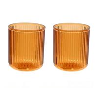 CAWEIN Lot de 2 gobelets de salle de bain incassables, passent au lave-vaisselle (ambre et ambre)