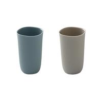 Cawein Lot de 2 gobelets incassables pour salle de bain, 360 ml, porte-brosse à dents, gobelet réutilisable (bleu et gris)
