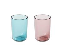 cawein Lot de 2 verres translucides réutilisables - Passe au lave-vaisselle - Organisateur de brosses à dents - Gobelet de salle de bain (bleu et rose)