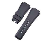 CAWEUER Bracelet de montre en caoutchouc naturel noir et bleu avec boucle ardillon, compatible les bracelets Bell Ross BR01 BR03, 24 mm, étanche, for l'extérieur(Cyan)
