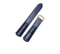 CAWEUER Bracelet de montre en cuir compatible avec le bracelet ballon bleu Cartier, rechange vache for femme, 16-9 mm, 18-11, 20-12, 22-14(Blue-gold,11-18mm)
