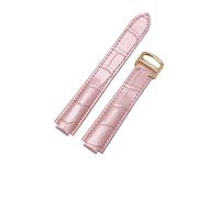 CAWEUER Bracelet de montre en cuir compatible avec le bracelet ballon bleu Cartier, rechange vache for femme, 16-9 mm, 18-11, 20-12, 22-14(Pink-gold,14-22mm)