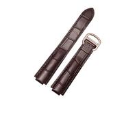 CAWEUER Bracelet de montre en cuir compatible avec le bracelet ballon bleu Cartier, rechange vache for femme, 16-9 mm, 18-11, 20-12, 22-14(Brown-rosegold,11-18mm)