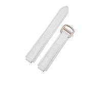 CAWEUER Bracelet de montre en cuir compatible avec le bracelet ballon bleu Cartier, rechange vache for femme, 16-9 mm, 18-11, 20-12, 22-14(White-rosegold,8-14mm)