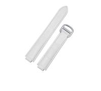 CAWEUER Bracelet de montre en cuir compatible avec le bracelet ballon bleu Cartier, rechange vache for femme, 16-9 mm, 18-11, 20-12, 22-14(White-silver,8-14mm)