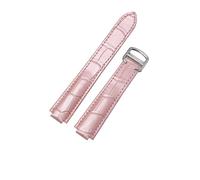 CAWEUER Bracelet de montre en cuir compatible avec le bracelet ballon bleu Cartier, rechange vache for femme, 16-9 mm, 18-11, 20-12, 22-14(Pink-silver,14-22mm)