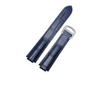 CAWEUER Bracelet de montre en cuir compatible avec le bracelet ballon bleu Cartier, rechange vache for femme, 16-9 mm, 18-11, 20-12, 22-14(Blue-silver,8-14mm)