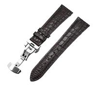 CAWEUER Bracelet de montre en cuir crocodile 12/13/14/15/16/17/18/19/20/21/22/23/24 mm for homme et femme, avec boucle papillon(Dark brown Clasp,13mm)