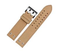 CAWEUER Bracelet de montre en cuir remplacement, kaki, classique, jazz, Seiko, compatible avec Hamilton 20 mm, 22(Silver,20mm)