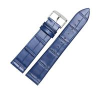 CAWEUER Bracelet de montre en cuir ultra fin 12, 14, 15, 16, 18, 20, 21, 22, 23, 24 mm, bleu, marron, rouge, compatible avec Tissot et DW(Blue silver A,20mm)