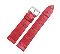 CAWEUER Bracelet de montre en cuir ultra fin 12, 14, 15, 16, 18, 20, 21, 22, 23, 24 mm, bleu, marron, rouge, compatible avec Tissot et DW(Red silver A,24mm)