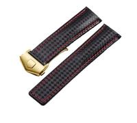 CAWEUER Bracelet de montre en cuir veau noir compatible avec la Tag Heuer Aquaracer 300 Carrera F1 for homme(Black-gold,20mm)