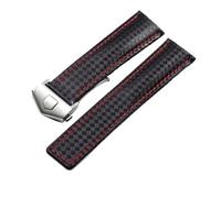 CAWEUER Bracelet de montre en cuir veau noir compatible avec la Tag Heuer Aquaracer 300 Carrera F1 for homme(Black-silver,22mm)