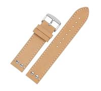 CAWEUER Bracelet de montre en cuir vert kaki 20 mm/22 mm, compatible avec Hamilton(Red,20mm)