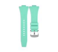 CAWEUER Bracelet de montre en silicone compatible avec la série Tissot PRX, souple et confortable, à dégagement rapide(Mint green-Silver)