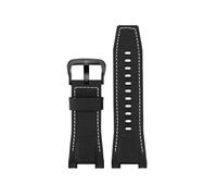 CAWEUER Bracelet de montre homme en cuir véritable et nylon compatible avec Casio GST-S130/S110/S120/W130l/B100/W300(N04-Black bai-BK-K5)