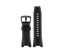 CAWEUER Bracelet de montre homme en cuir véritable et nylon compatible avec Casio GST-S130/S110/S120/W130l/B100/W300(P01-Black bai-BK-K5)