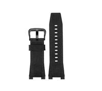 CAWEUER Bracelet de montre homme en cuir véritable et nylon compatible avec Casio GST-S130/S110/S120/W130l/B100/W300(N04-Black-BK-K5)