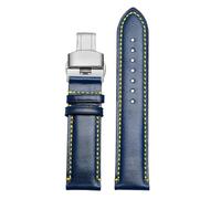 CAWEUER Bracelet de montre souple en cuir véritable compatible avec Citizen Blue Angel Air Eagle AT8020 Jy8078, noir et bleu, 22/23 mm, accessoires(Blue-Steel-B1,22mm)