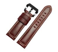 CAWEUER Bracelet de montre universel en cuir ciré à l'huile, 20/22/24/26 mm, interface plate, bracelet Crazy Horse(Wine red black,20mm)