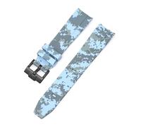 CAWEUER Bracelet de plongée en caoutchouc silicone à extrémité incurvée compatible avec Omega X Swatch MoonSwatch, 20 mm, compatible avec les bracelets camouflage Rolex(Mosaic baby blue02)