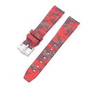 CAWEUER Bracelet de plongée en caoutchouc silicone à extrémité incurvée compatible avec Omega X Swatch MoonSwatch, 20 mm, compatible avec les bracelets camouflage Rolex(Mosaic red01)