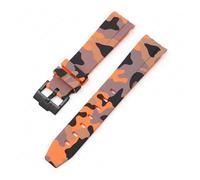 CAWEUER Bracelet de plongée en caoutchouc silicone à extrémité incurvée compatible avec Omega X Swatch MoonSwatch, 20 mm, compatible avec les bracelets camouflage Rolex(Camo orange02)