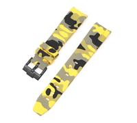 CAWEUER Bracelet de plongée en caoutchouc silicone à extrémité incurvée compatible avec Omega X Swatch MoonSwatch, 20 mm, compatible avec les bracelets camouflage Rolex(Camo yellow02)