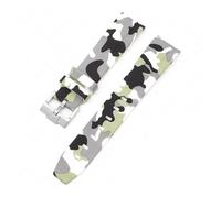 CAWEUER Bracelet de plongée en caoutchouc silicone à extrémité incurvée compatible avec Omega X Swatch MoonSwatch, 20 mm, compatible avec les bracelets camouflage Rolex(Camo white01)