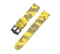 CAWEUER Bracelet de plongée en caoutchouc silicone à extrémité incurvée compatible avec Omega X Swatch MoonSwatch, 20 mm, compatible avec les bracelets camouflage Rolex(Mosaic yellow02)