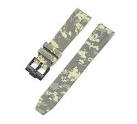 CAWEUER Bracelet de plongée en caoutchouc silicone à extrémité incurvée compatible avec Omega X Swatch MoonSwatch, 20 mm, compatible avec les bracelets camouflage Rolex(Mosaic beige02)