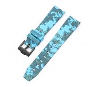 CAWEUER Bracelet de plongée en caoutchouc silicone à extrémité incurvée compatible avec Omega X Swatch MoonSwatch, 20 mm, compatible avec les bracelets camouflage Rolex(Mosaic light blue02)