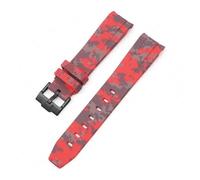 CAWEUER Bracelet de plongée en caoutchouc silicone à extrémité incurvée compatible avec Omega X Swatch MoonSwatch, 20 mm, compatible avec les bracelets camouflage Rolex(Mosaic red02)