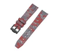 CAWEUER Bracelet de plongée en caoutchouc silicone à extrémité incurvée compatible avec Omega X Swatch MoonSwatch, 20 mm, compatible avec les bracelets camouflage Rolex(Mosaic dark red02)