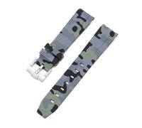 CAWEUER Bracelet de plongée en caoutchouc silicone à extrémité incurvée compatible avec Omega X Swatch MoonSwatch, 20 mm, compatible avec les bracelets camouflage Rolex(Camo grey01)