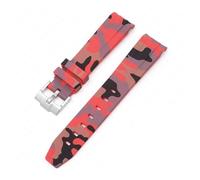 CAWEUER Bracelet de plongée en caoutchouc silicone à extrémité incurvée compatible avec Omega X Swatch MoonSwatch, 20 mm, compatible avec les bracelets camouflage Rolex(Camo red01)