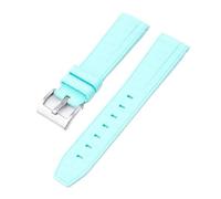 CAWEUER Bracelet en caoutchouc silicone 20 mm compatible avec Rolex Daytona Water Ghost, bracelet sport incurvé, accessoires compatibles avec Omega MoonSwatch(Light blue01)