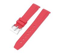 CAWEUER Bracelet en caoutchouc silicone 20 mm compatible avec Rolex Daytona Water Ghost, bracelet sport incurvé, accessoires compatibles avec Omega MoonSwatch(Red01)