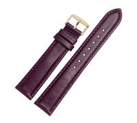 CAWEUER Bracelet en cuir blanc for femme, compatible avec la montre Armani DW Tiedashi Disney rose, 14, 16 et 18 mm(Purple gold buckle,16mm)