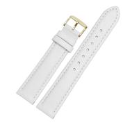 CAWEUER Bracelet en cuir blanc for femme, compatible avec la montre Armani DW Tiedashi Disney rose, 14, 16 et 18 mm(White gold buckle,23mm)