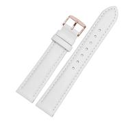 CAWEUER Bracelet en cuir blanc for femme, compatible avec la montre Armani DW Tiedashi Disney rose, 14, 16 et 18 mm(White rose buckle,14mm)
