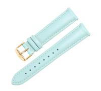 CAWEUER Bracelet en cuir blanc for femme, compatible avec la montre Armani DW Tiedashi Disney rose, 14, 16 et 18 mm(Sky blue gold buckle,12mm)