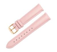 CAWEUER Bracelet en cuir blanc for femme, compatible avec la montre Armani DW Tiedashi Disney rose, 14, 16 et 18 mm(Pink gold buckle,14mm)
