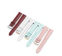CAWEUER Bracelet en cuir blanc for femme, compatible avec la montre Armani DW Tiedashi Disney rose, 14, 16 et 18 mm(White silver buckle,19mm)