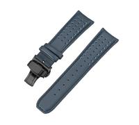CAWEUER Bracelet en cuir bleu compatible avec la série Citizen Blue Angels, incurvé en arc, 22 mm et 23 mm, bracelet en cuir de vache compatible avec Blancpain Fifty Fathoms(Royal blue blue04,23mm)