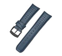 CAWEUER Bracelet en cuir bleu compatible avec la série Citizen Blue Angels, incurvé en arc, 22 mm et 23 mm, bracelet en cuir de vache compatible avec Blancpain Fifty Fathoms(Royal blue blue02,23mm)