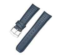 CAWEUER Bracelet en cuir bleu compatible avec la série Citizen Blue Angels, incurvé en arc, 22 mm et 23 mm, bracelet en cuir de vache compatible avec Blancpain Fifty Fathoms(Royal blue blue01,22mm)