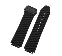 CAWEUER Bracelet en silicone à extrémité convexe compatible avec les bracelets Big Bang Classic Fusion Yubo for hommes et femmes, bracelet souple boucle pliable(Black-Black)